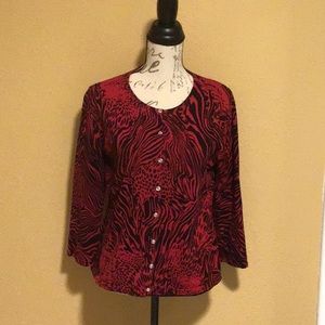 Lg.  Red Animal Print Sweater 2@$14